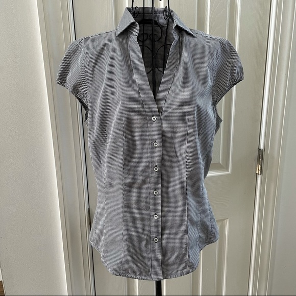 Zara Tops - ZARA black and white checkered button Top size Medium